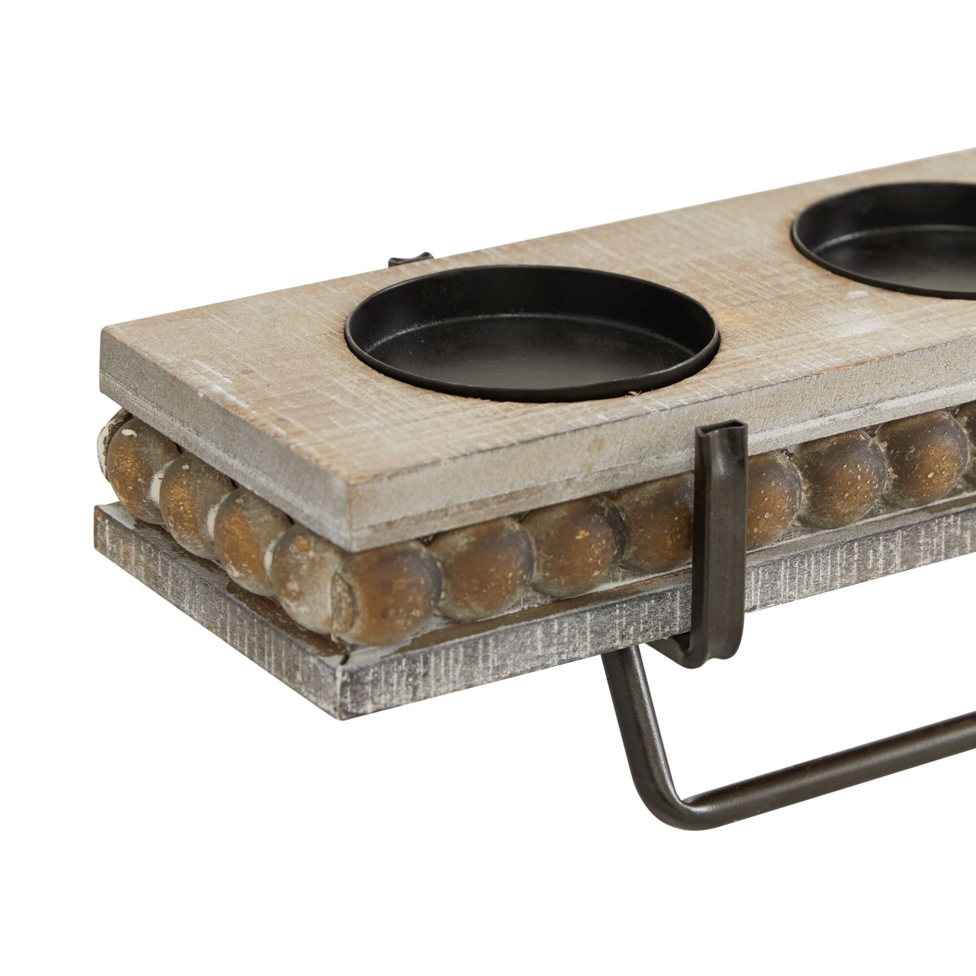 24" Brown Wood Natural Candlestick Holder